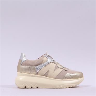 Wonders Ultrafly Bungee Wedge Trainer - Gold Silver